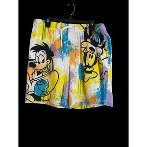 Disney Parks Goofy & Max Uni Lounge/Pajama Shorts Multicolor Paint Splatter XL